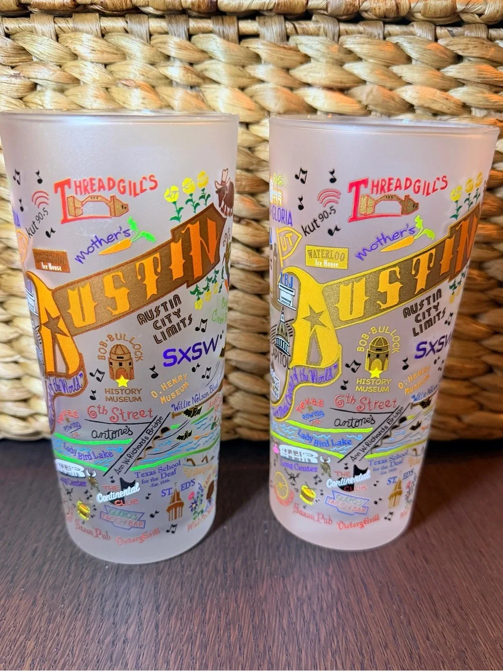 Austin Souvenir Frosted Glass Tumblers